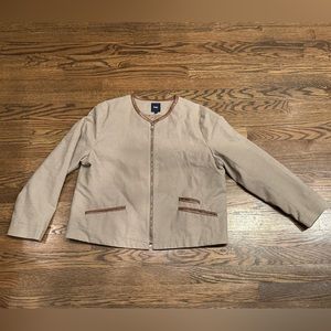 Gap Zip Up Blazer with Vegan Leather Trim. XL